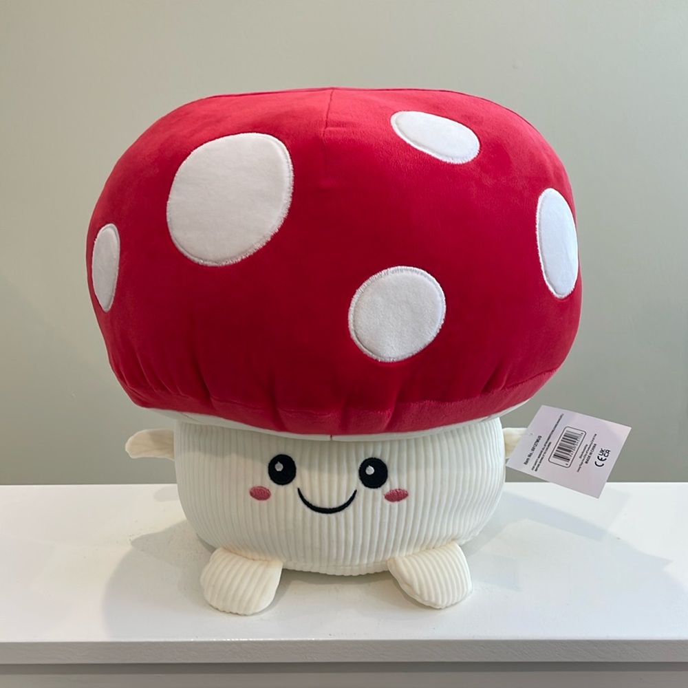NWT 12” Smoochy Pals Red Mushroom Squishy Plush by Linzy Toys